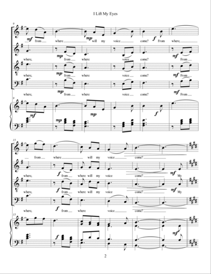 I Lift My Eyes (Psalm 121) 4-Part scores gallery preview page 3