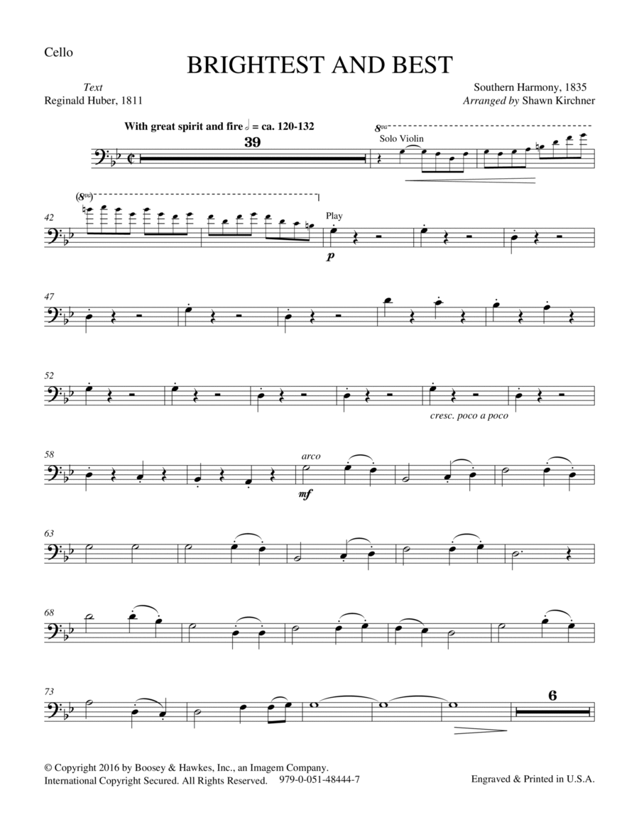 Brightest and Best - Cello Choir scores gallery preview page 1