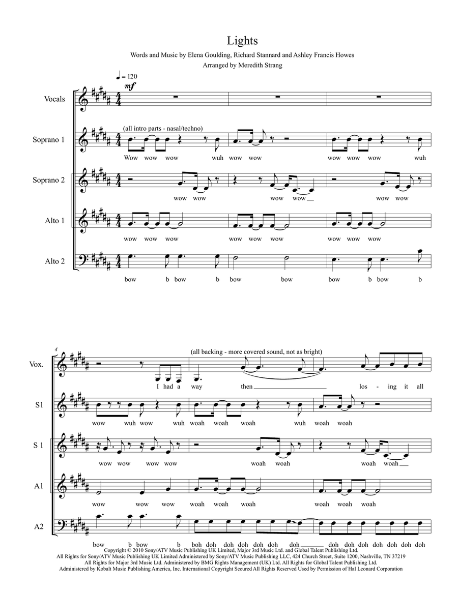 Lights 4-Part scores gallery preview page 1