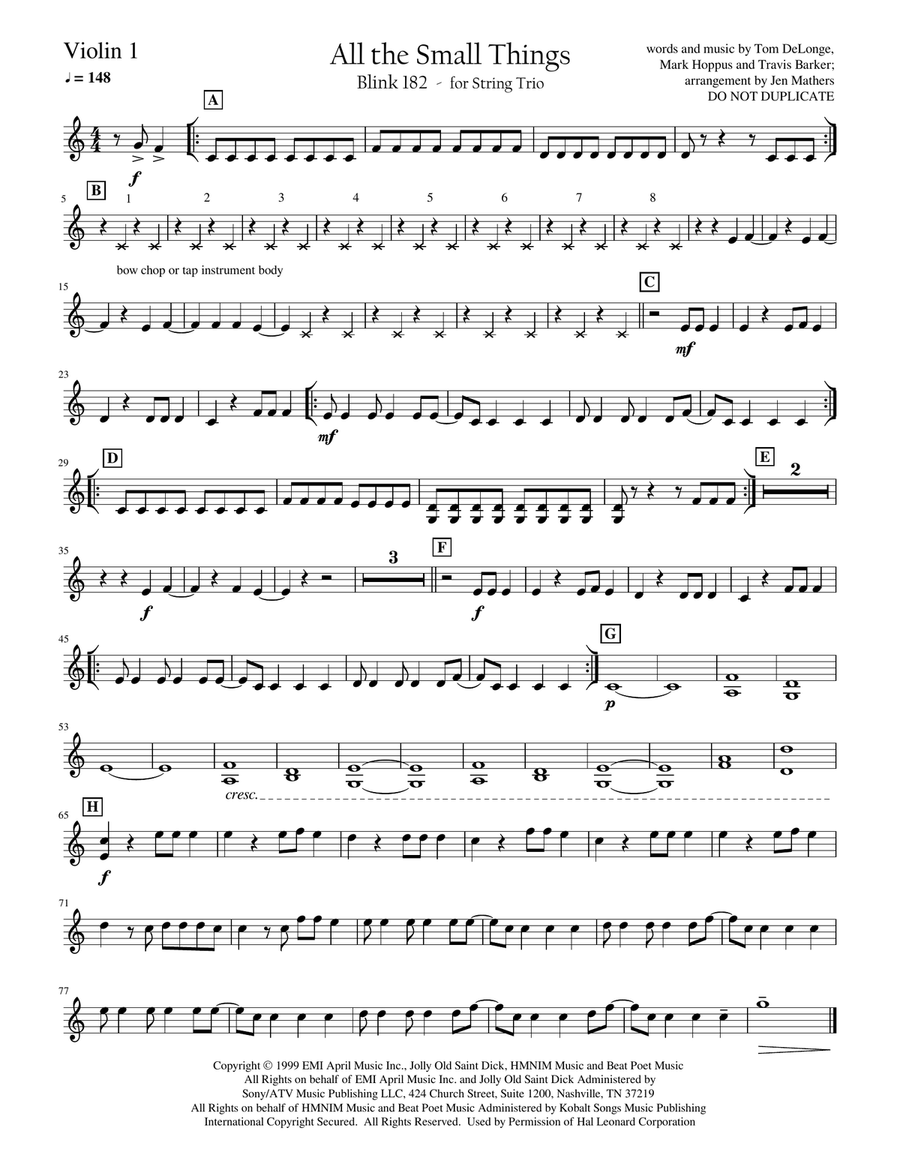 All The Small Things String Trio scores gallery preview page 1