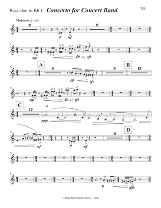 Concerto for Concert Band (2011) Bass clarinet in Bb part 1