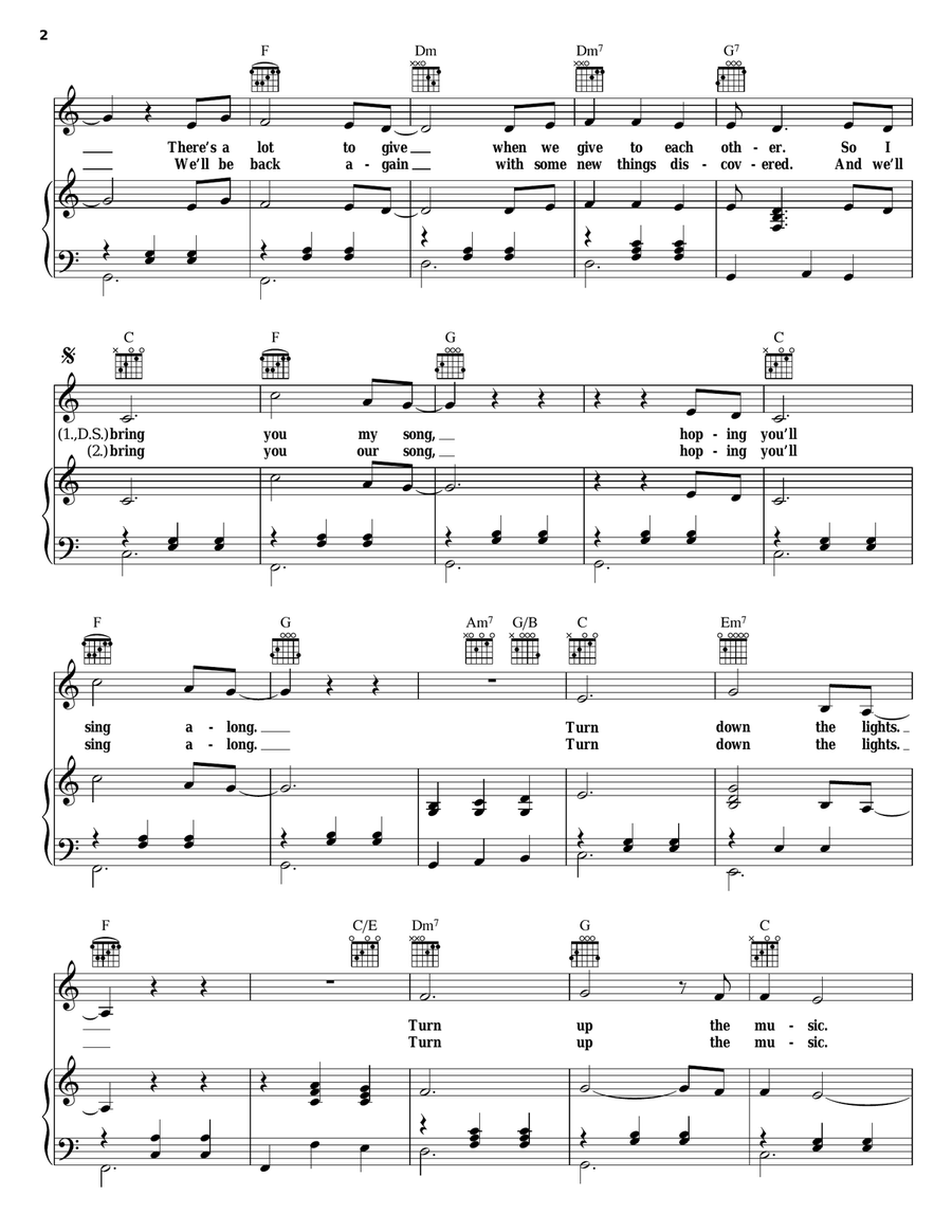 Turn Down The Lights Turn Down The Lights Piano, Vocal, Guitar scores gallery preview page 2