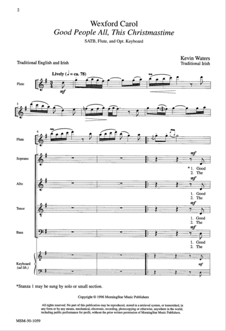 Wexford Carol 4-Part scores gallery preview page 1