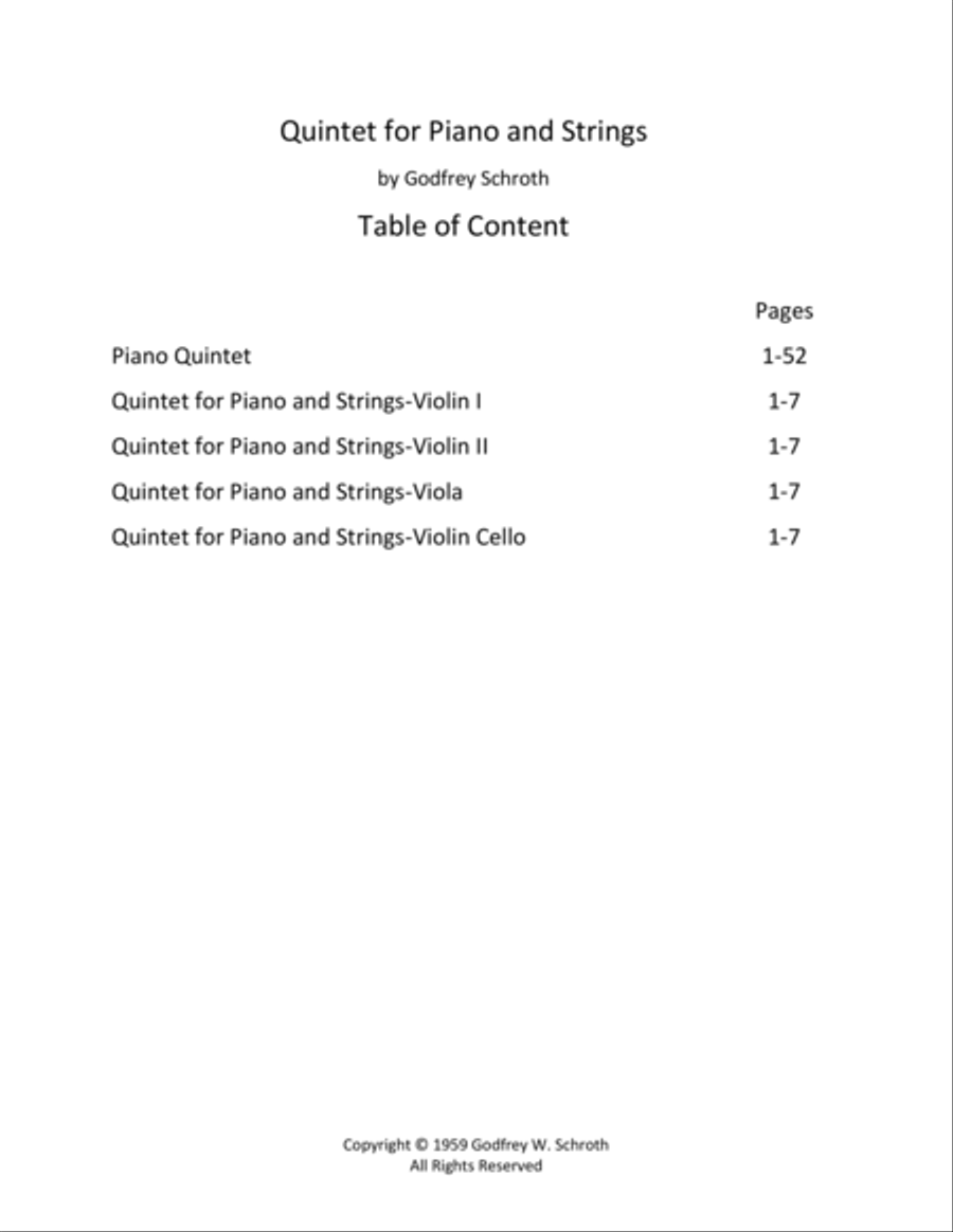 Quintet for Piano and Strings String Quartet scores gallery preview page 3