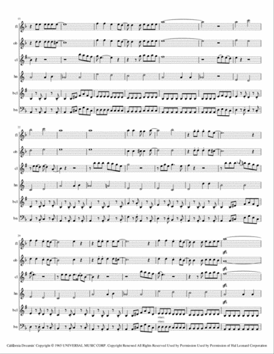 California Dreamin' California Dreamin' Woodwind Quintet scores gallery preview page 2