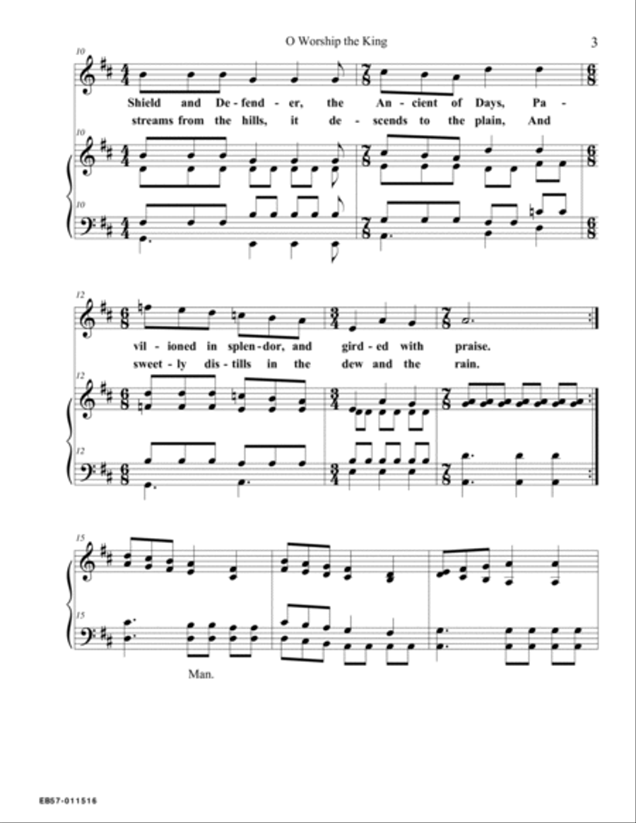 O Worship the King Choir scores gallery preview page 3
