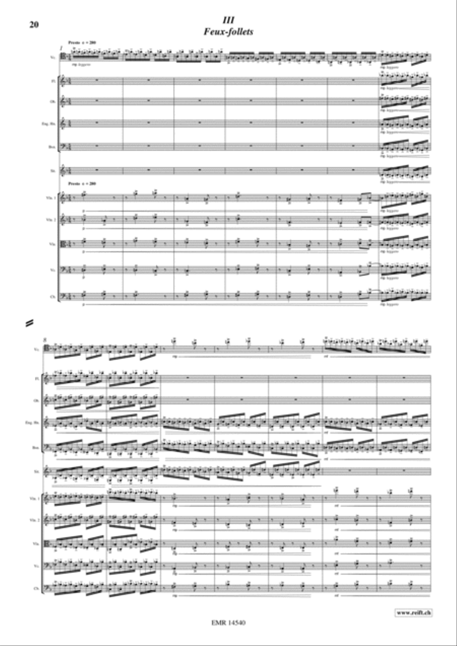 Cello Concerto Glints and Stars Chamber Orchestra scores gallery preview page 10