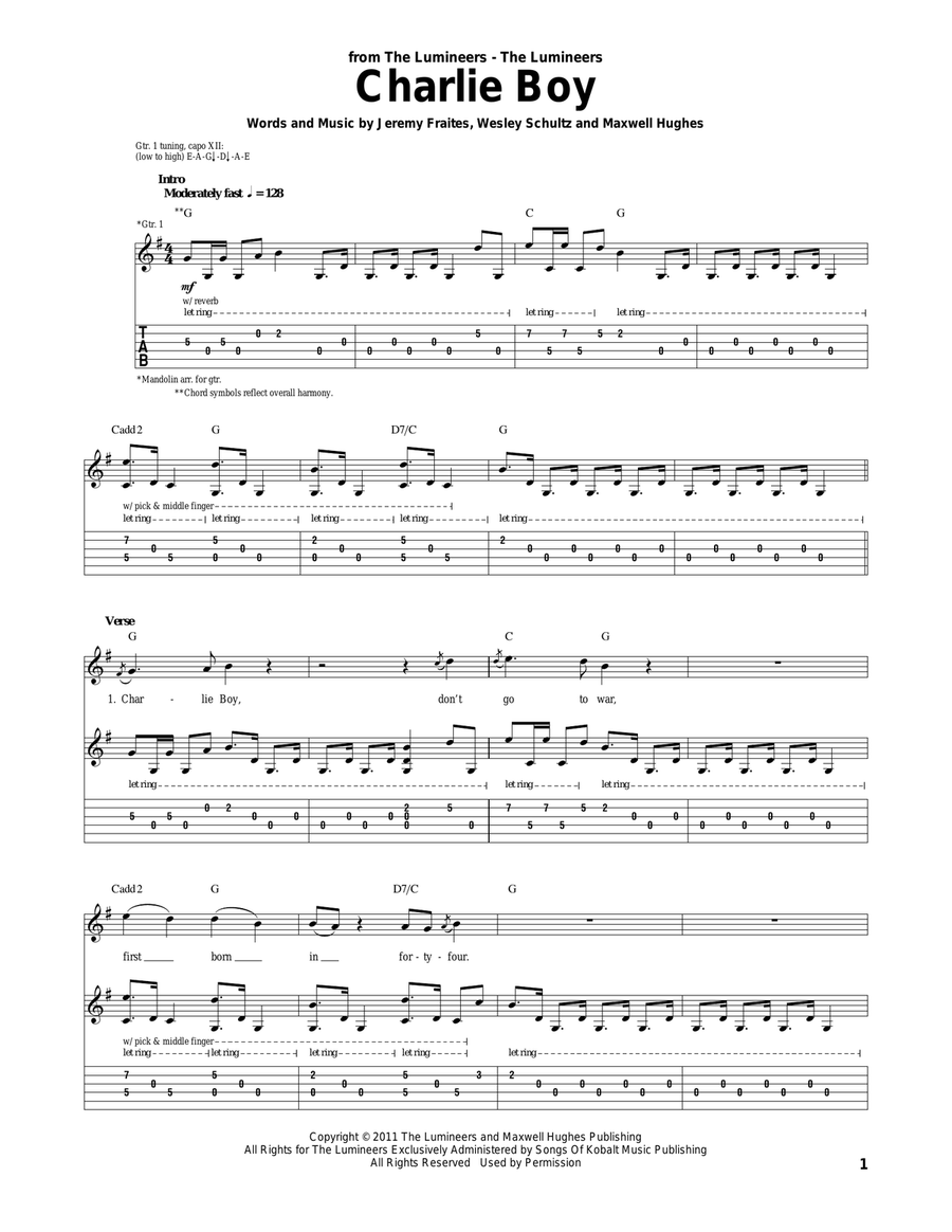 Charlie Boy Acoustic Guitar scores gallery preview page 1