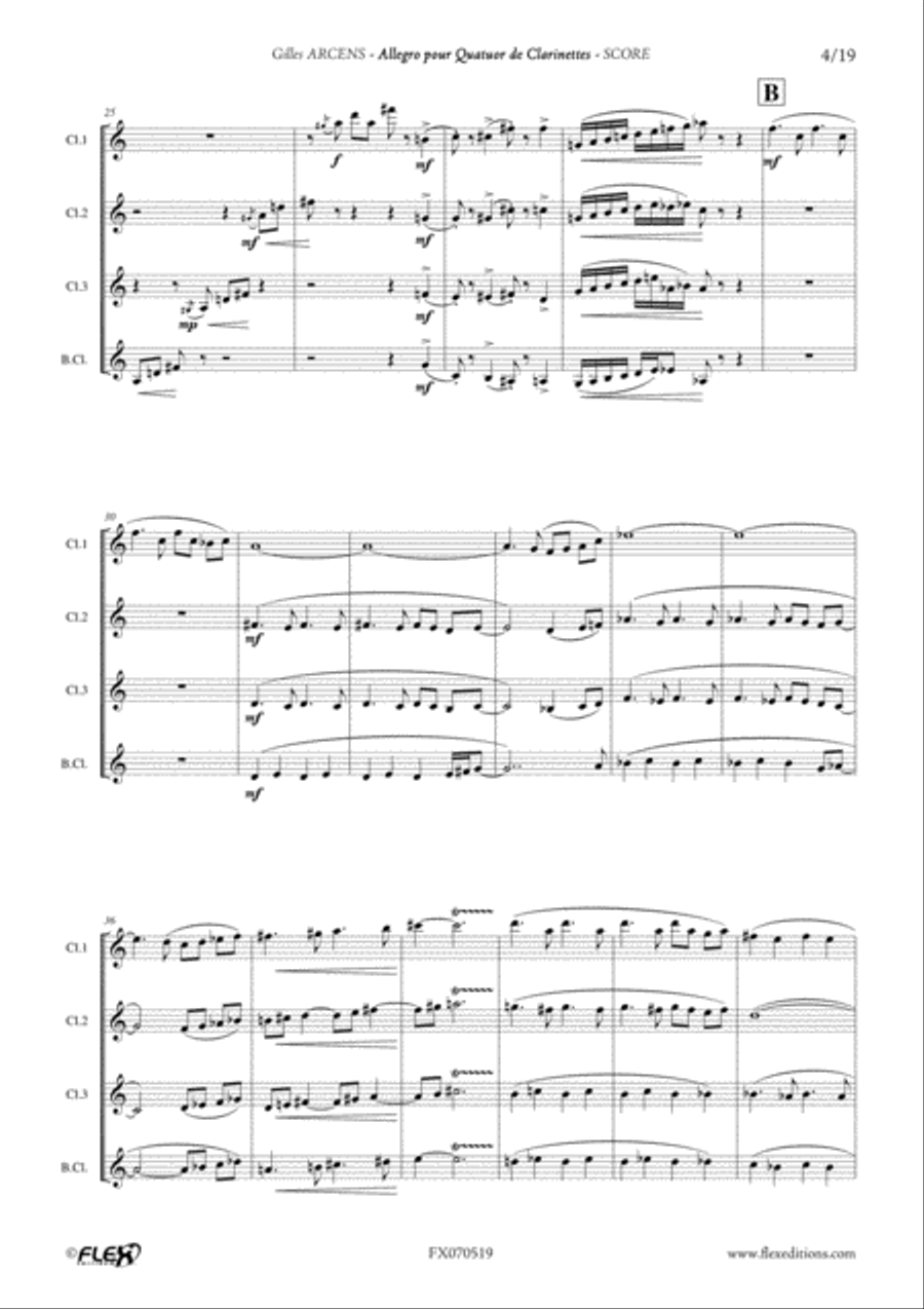 Allegro For Clarinet Quartet Clarinet Quartet scores gallery preview page 4