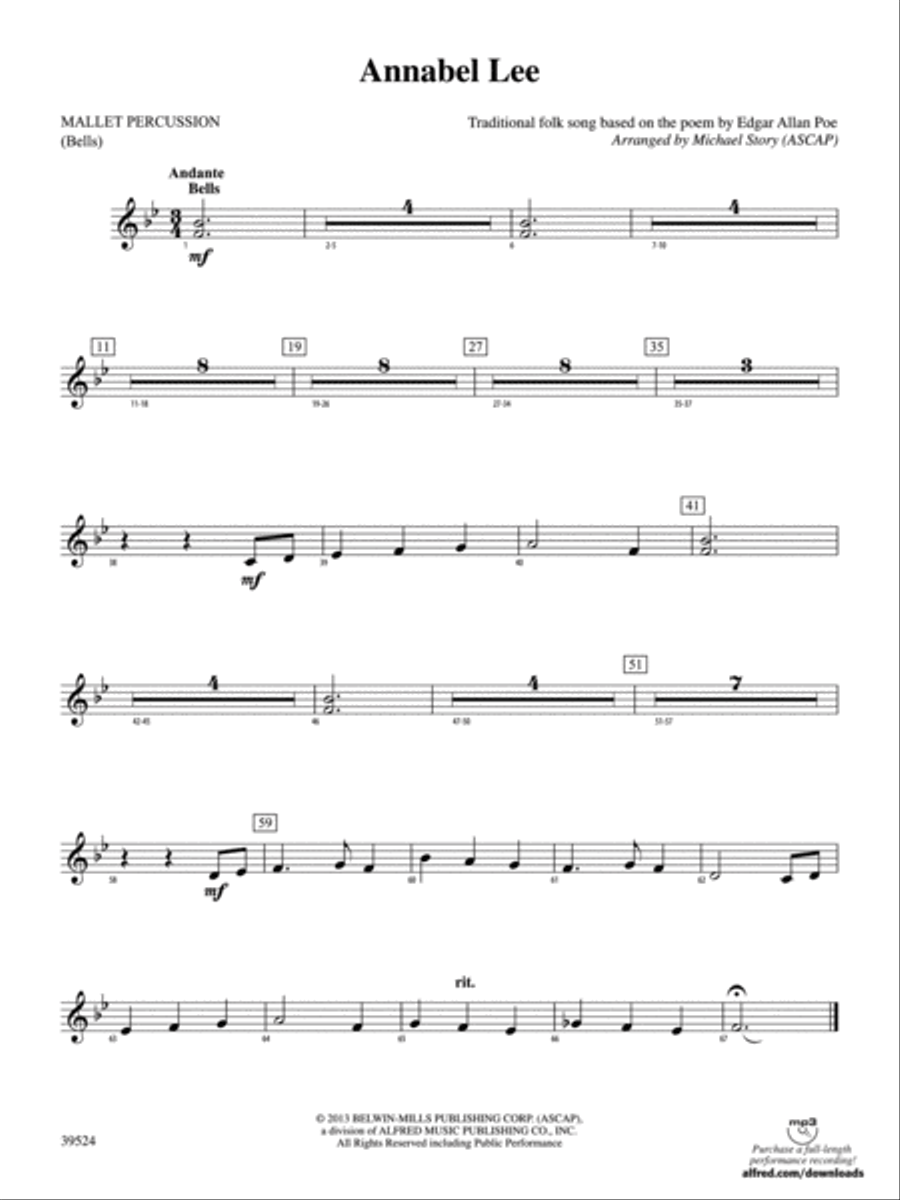 Annabel Lee: Mallets Concert Band scores gallery preview page 1