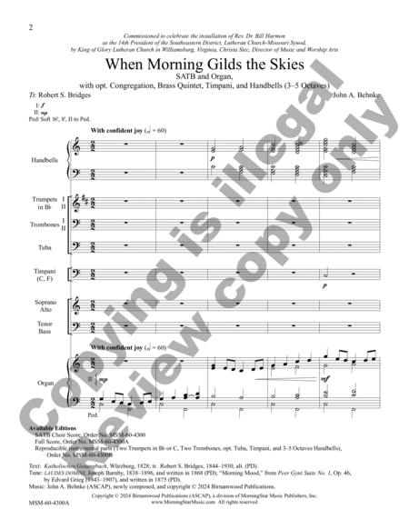 When Morning Gilds the Skies (Full Score)