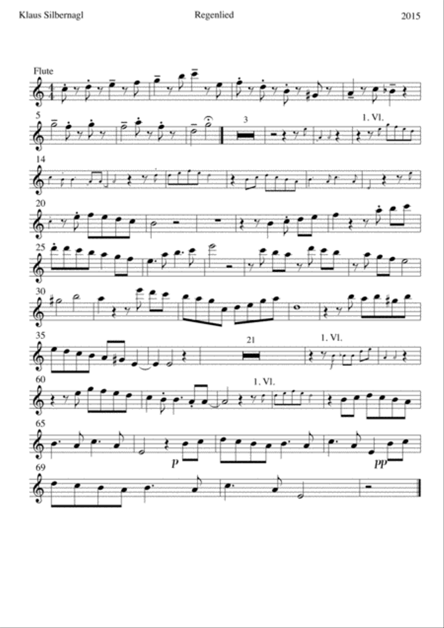 Rain Song, Romance for Flute and Strings Chamber Orchestra scores gallery preview page 3
