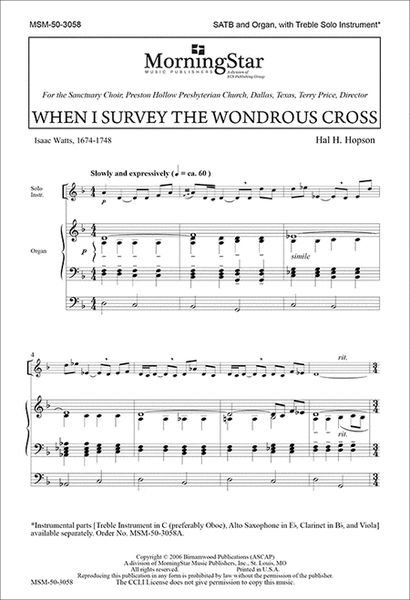 When I Survey the Wondrous Cross (Choral Score) image number null