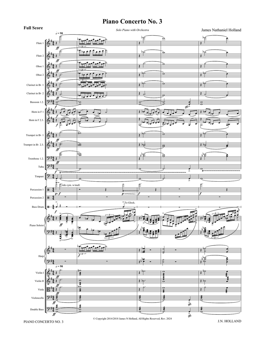 Piano Concerto No. 3 James Nathaniel Holland, Full Orchestral Score and Individual Parts Full Orchestra scores gallery preview page 5