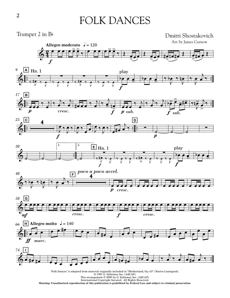 Folk Dances (arr. James Curnow) - Bb Trumpet 2