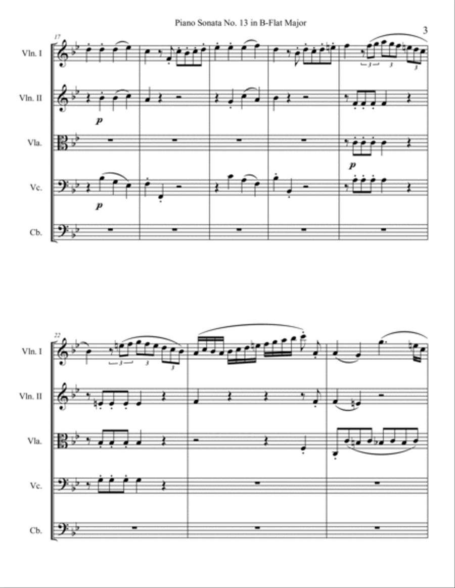 Piano Sonata No. 13, Movement 3 String Orchestra scores gallery preview page 3
