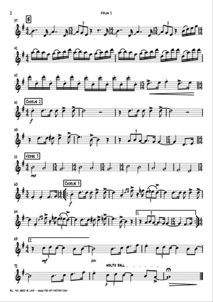 All You Need Is Love String Quartet scores gallery preview page 6