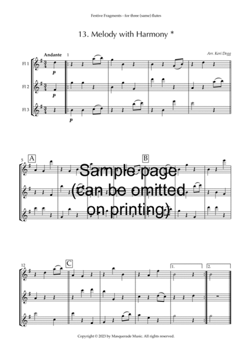 Festive Fragments 12/24 Christmas Carols for 3 (same) flutes. Fun for Easy/intermediate. Keri Degg