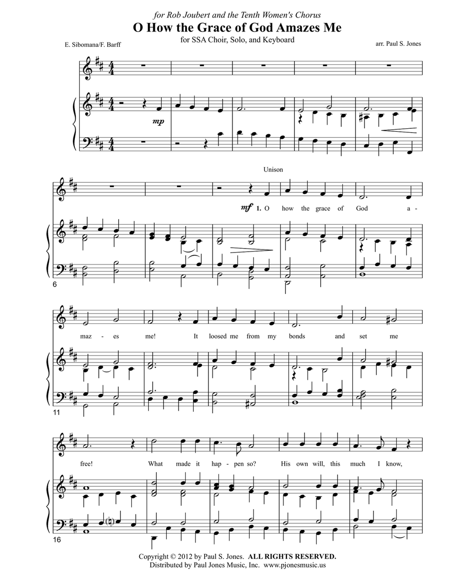 O How the Grace of God Amazes Me (SSA) SSA scores gallery preview page 1
