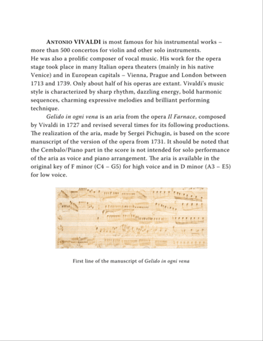 VIVALDI Antonio: Gelido in ogni vena, aria from the opera Il Farnace, score and parts (F minor) Chamber Orchestra scores gallery preview page 2