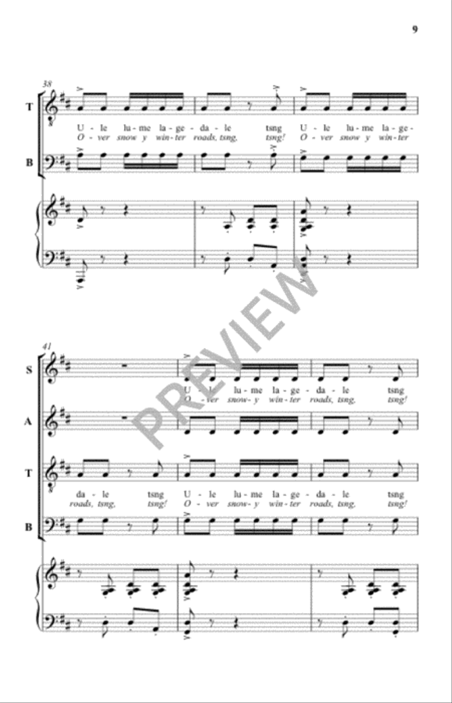 Ule Lume Lagedale (Over Snowy Winter Roads) 4-Part scores gallery preview page 8