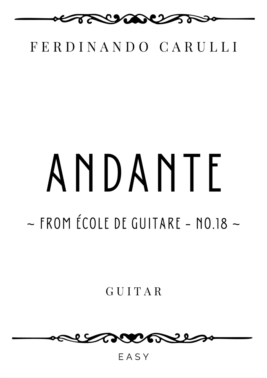 Carulli - Andante in A Minor - Easy Acoustic Guitar scores gallery preview page 1