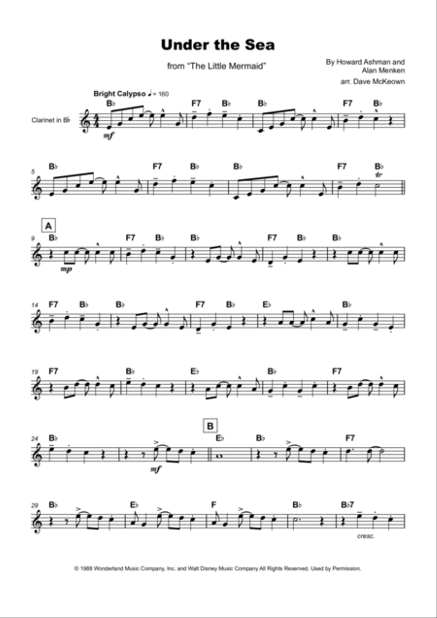 Under The Sea Clarinet Solo scores gallery preview page 2