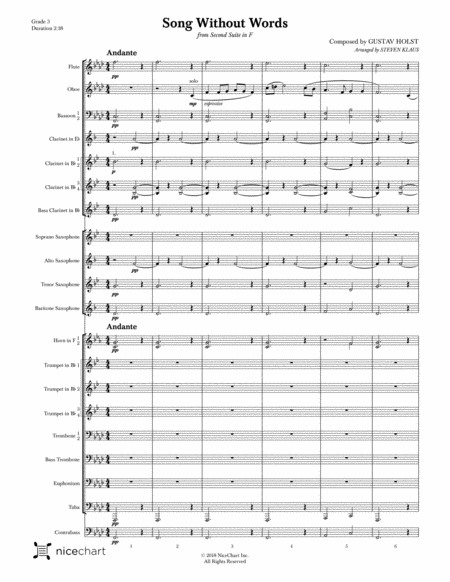 Song Without Words - from 2nd Suite in F (Score & Parts) image number null