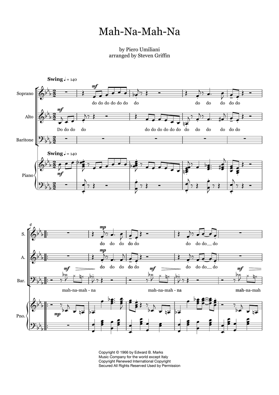 Mah-na Mah-na Mah-na Mah-na 3-Part scores gallery preview page 1