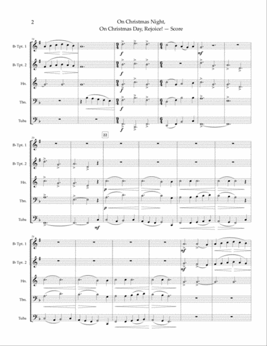 On Christmas Night, On Christmas Day, Rejoice! - brass quintet Brass Quintet scores gallery preview page 3