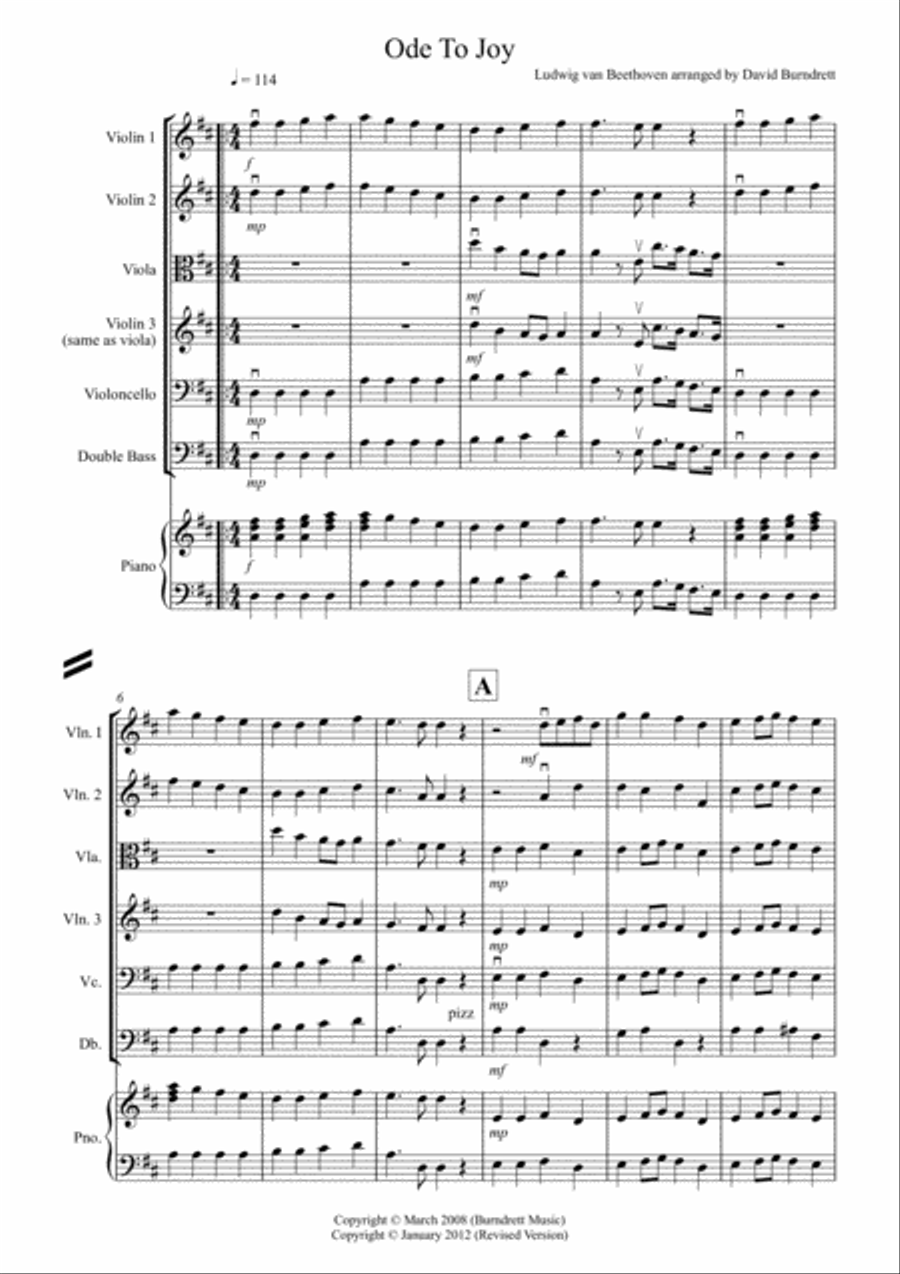 Ode To Joy for String Orchestra String Orchestra scores gallery preview page 1
