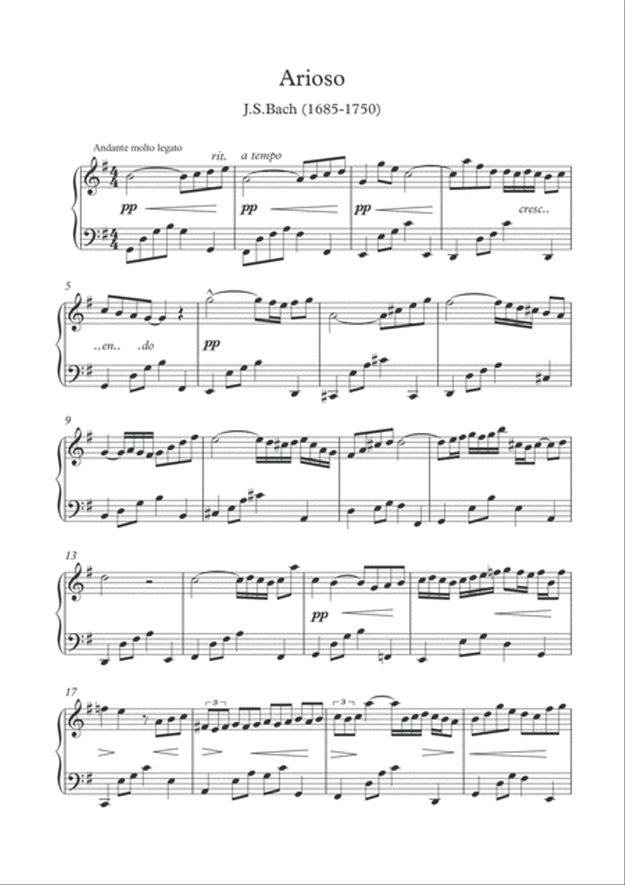 Arioso BWV 156 by J.S.Bach piano solo Piano Solo scores gallery preview page 2