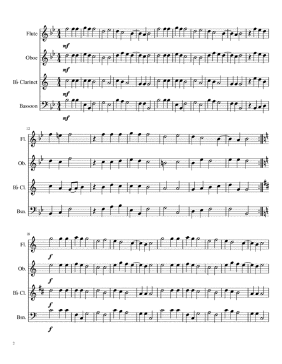 Lo, How A Rose E'er Blooming for Woodwind Quartet Woodwind Quartet scores gallery preview page 2