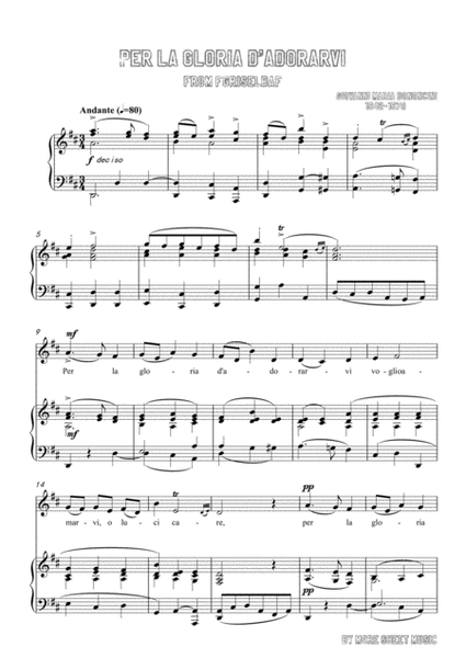 Bononcini - Per la gloria d'adorarvi in D Major for voice and piano image number null
