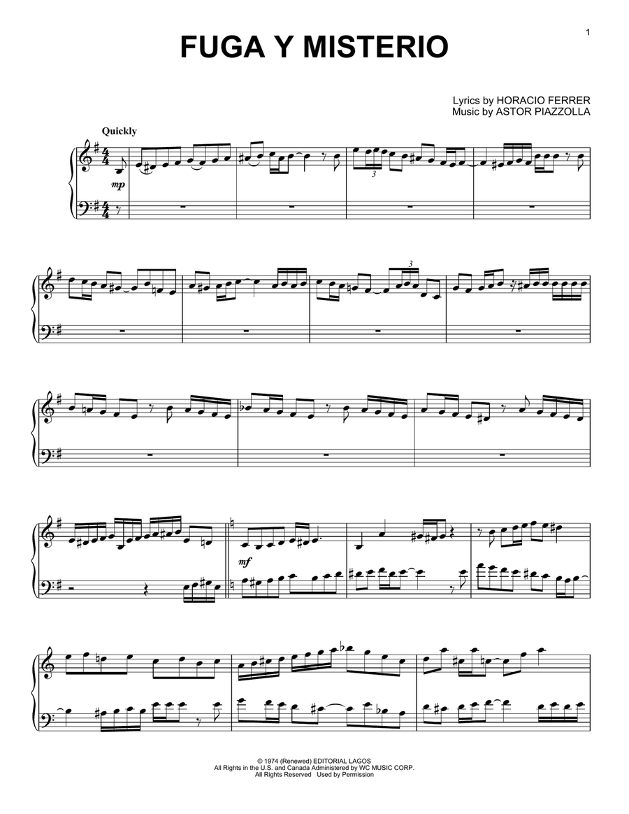 Fuga Y Misterio Piano Solo scores gallery preview page 1