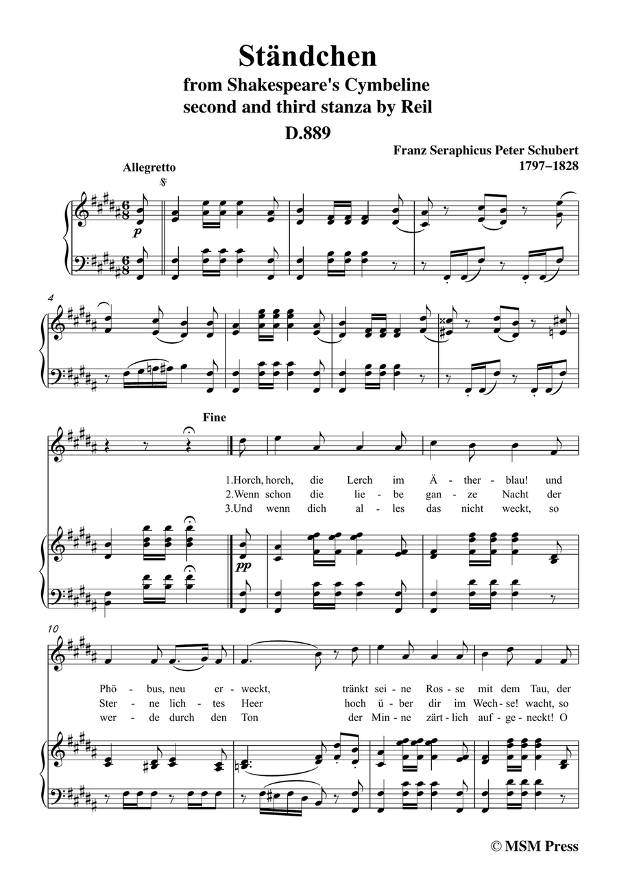 Schubert-Ständchen(Serenade),D.889,in B Major,for Voice&Piano Piano, Vocal scores gallery preview page 3