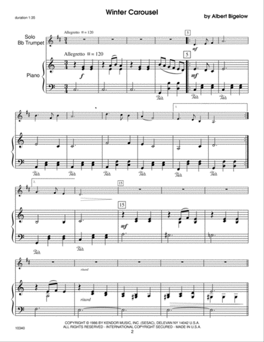 Kendor Recital Solos - Bb Trumpet - Solo Book with MP3's B-Flat Trumpet scores gallery preview page 2