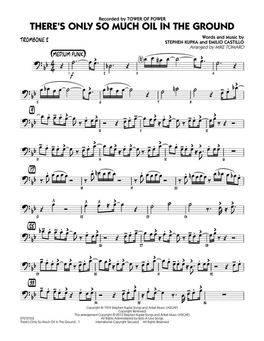 There's Only So Much Oil in the Ground - Trombone 2 Jazz Ensemble scores gallery preview page 1