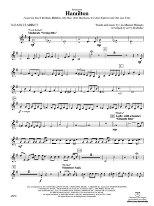 Book cover for Hamilton, Suite from: B-flat Bass Clarinet