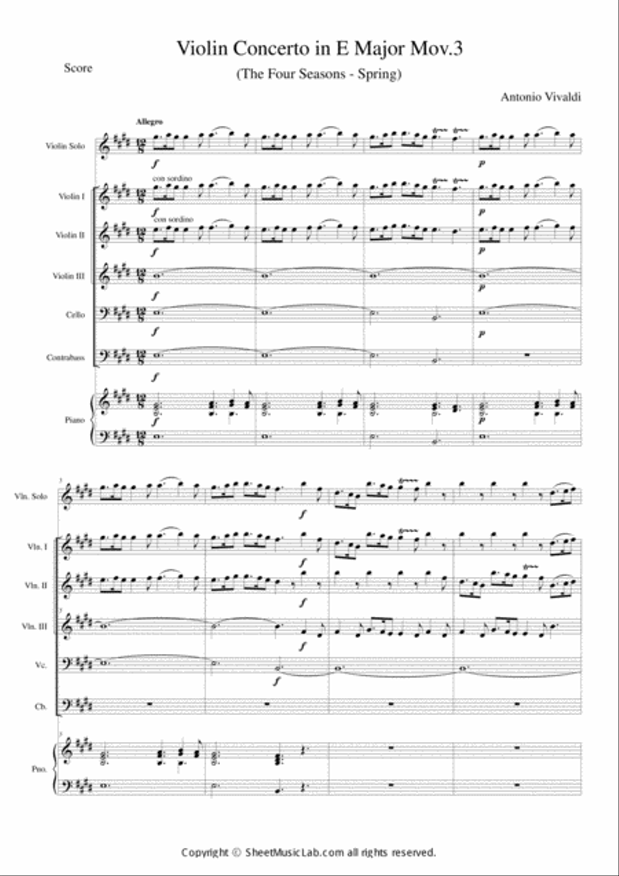 The Four Seasons - Spring 3rd Movement Chamber Music scores gallery preview page 1