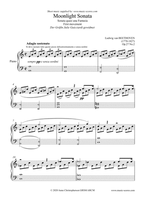 Moonlight Sonata 1st movement - A minor (higher)