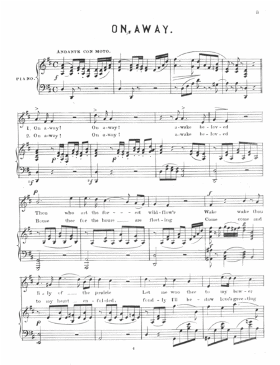 On Away! On Away! Beautiful Song From Hiawatha Voice scores gallery preview page 2