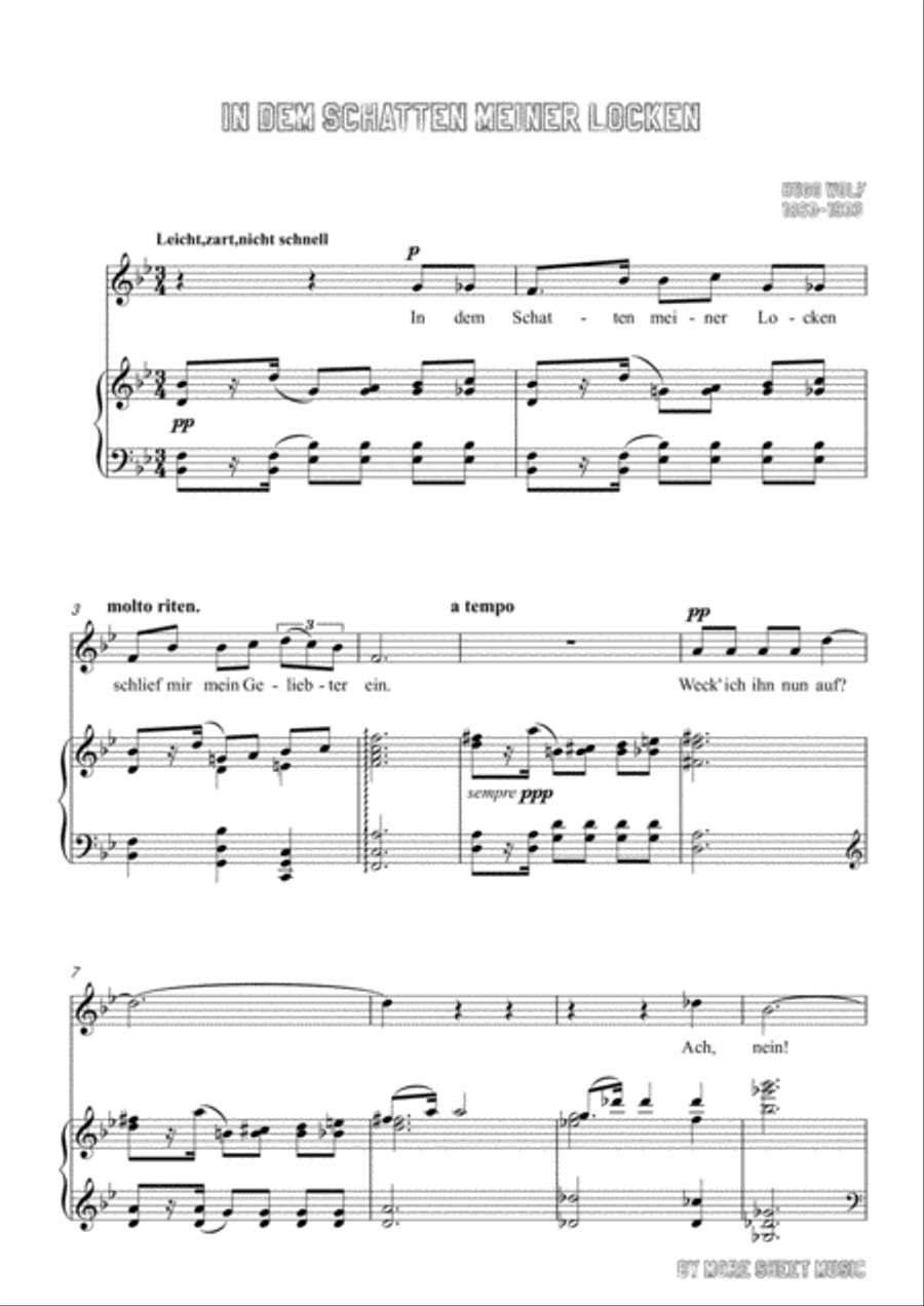 Wolf-In dem Schatten meiner Locken in B flat Major,for Voice and Piano Voice Solo scores gallery preview page 3