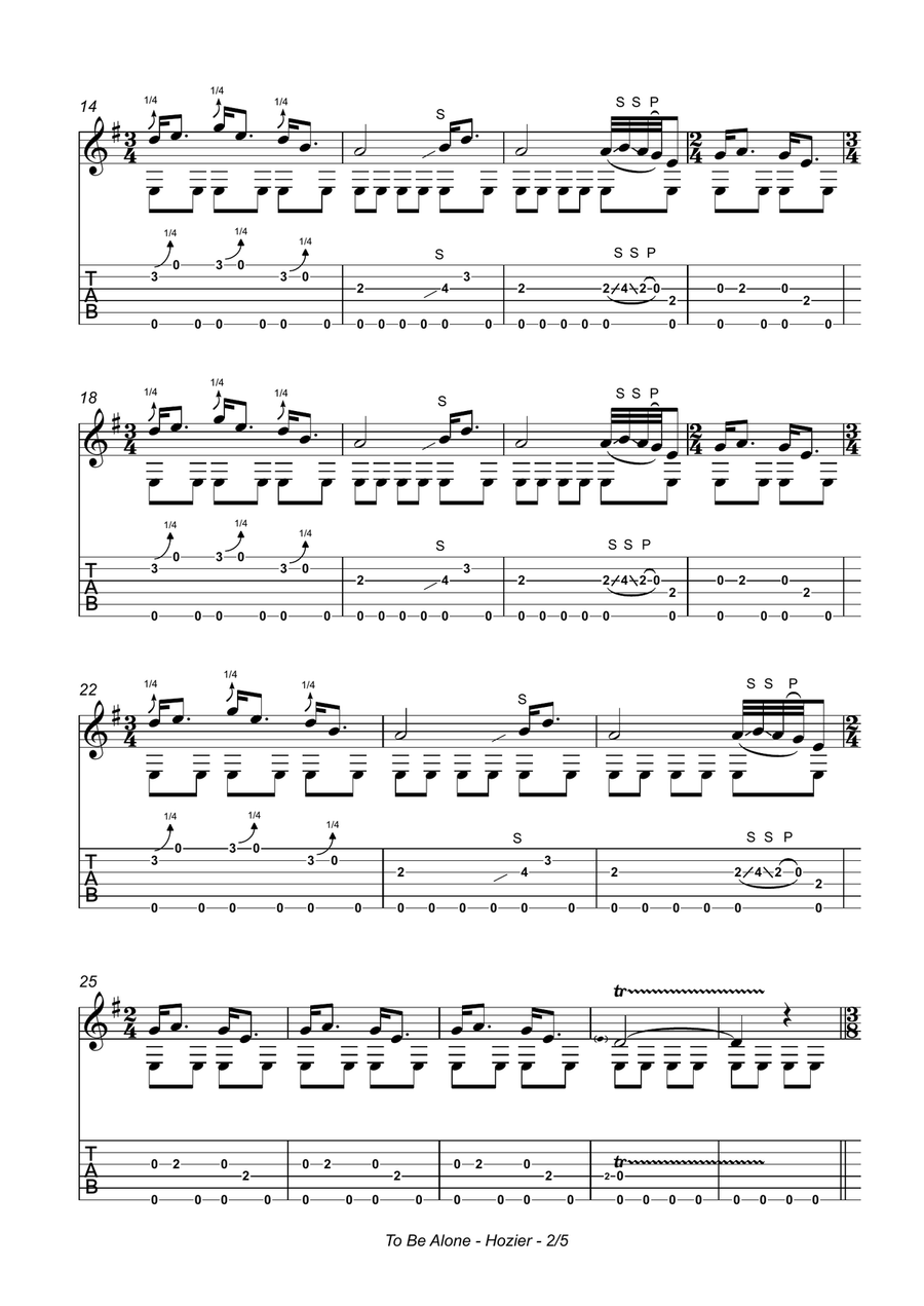 To Be Alone Guitar Tablature scores gallery preview page 2