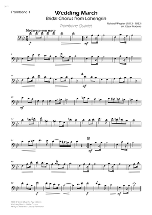 Wedding March (Bridal Chorus) - Trombone Quartet (Individual Parts)