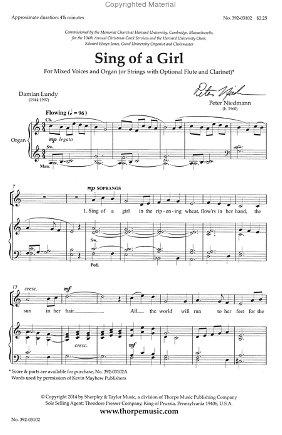 Sing of a Girl 4-Part scores gallery preview page 2