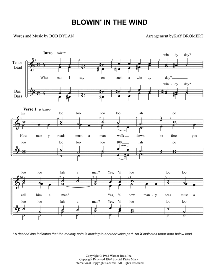 Blowin' In The Wind A Cappella scores gallery preview page 1