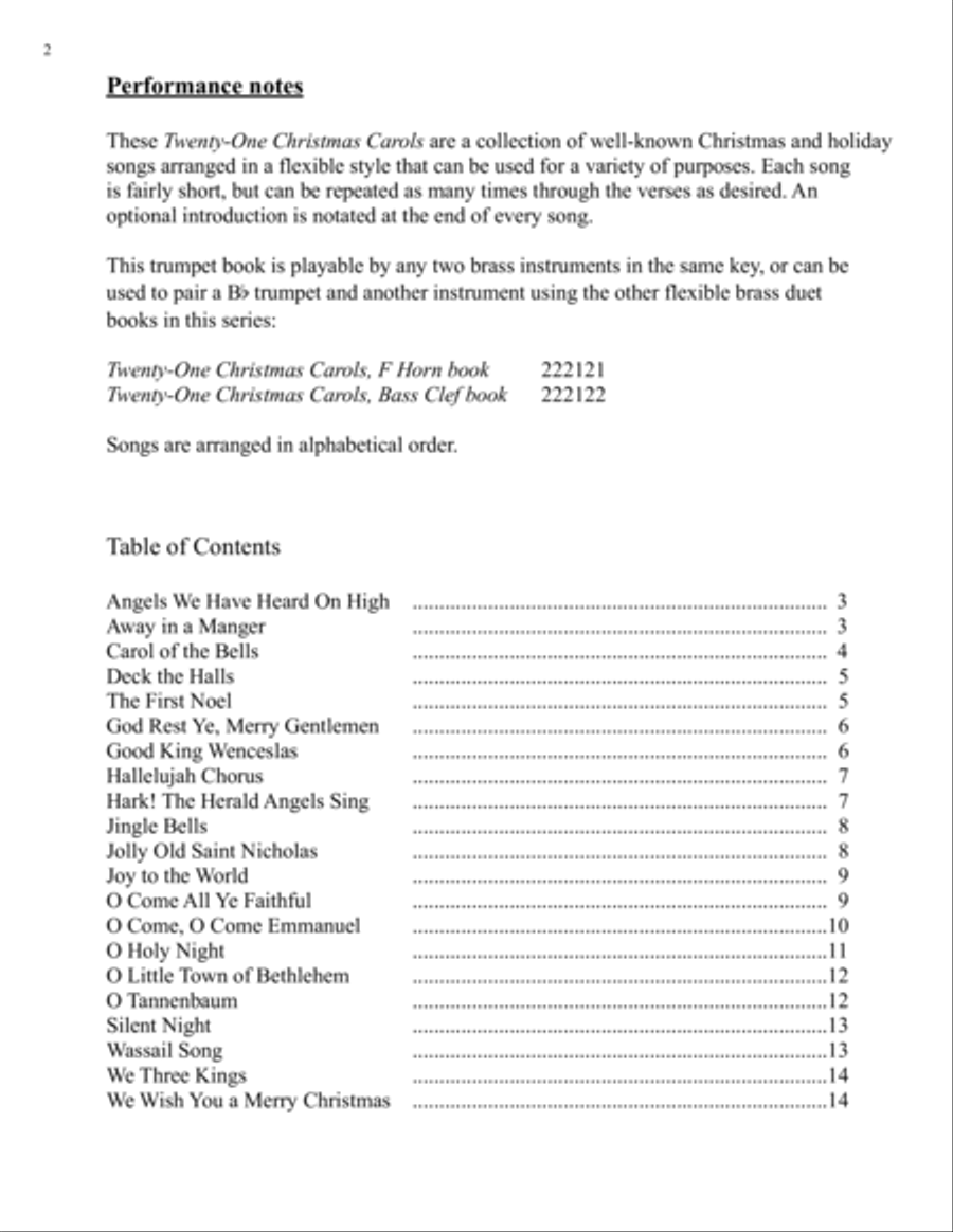 Twenty-One Christmas Carols for Flexible Brass Duet - Trumpet Trumpet Duet scores gallery preview page 2