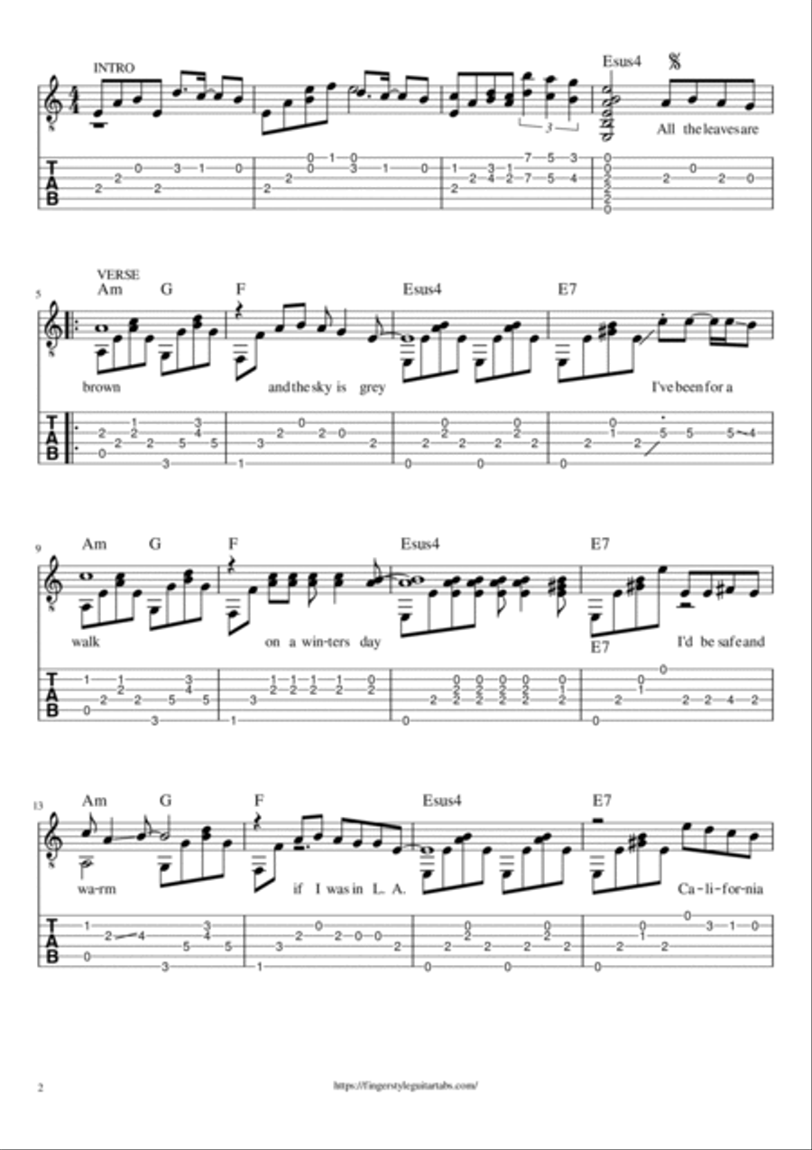California Dreamin' Acoustic Guitar scores gallery preview page 2