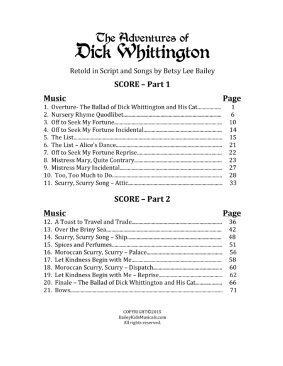 The Adventures of Dick Whittington - Score Part 1 Voice scores gallery preview page 2